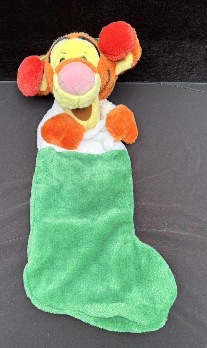 Disney Store Tigger Christmas Stocking Plush Winnie The Pooh Ear Muffs EUC